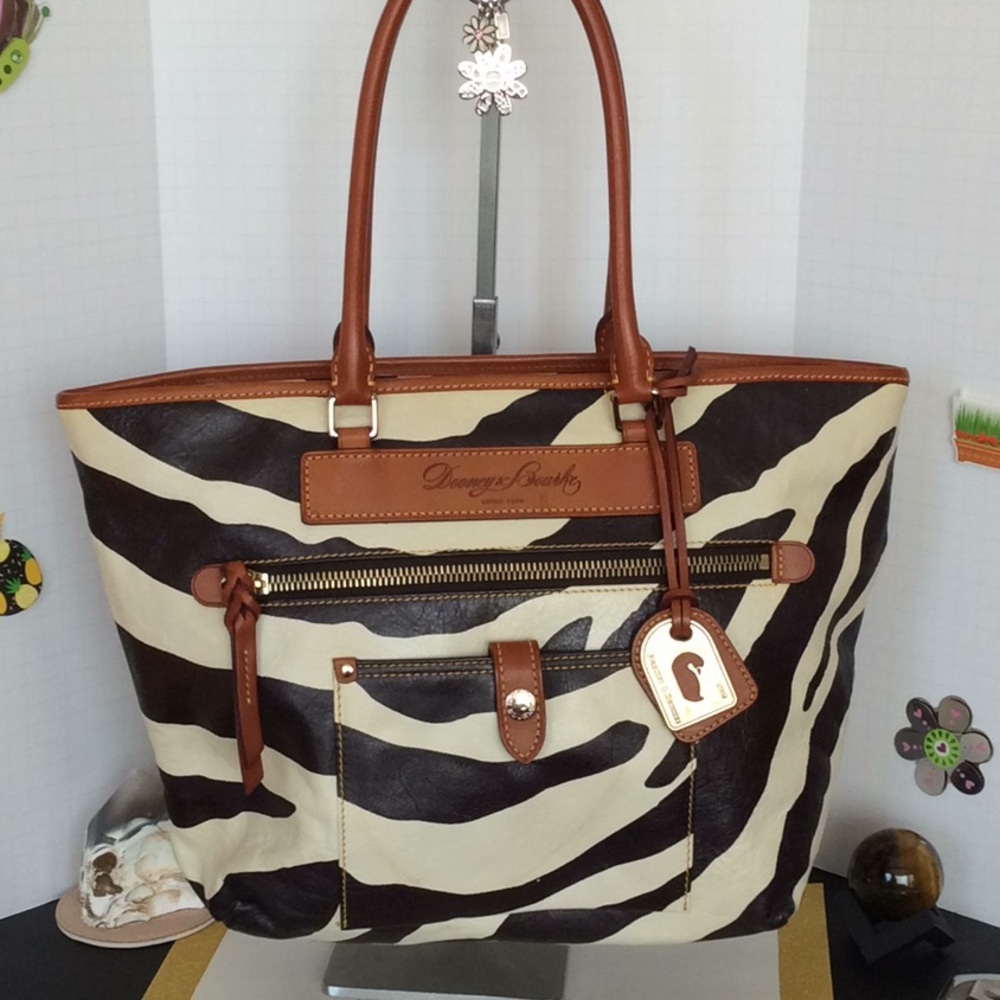 Dooney & Bourke Zebra Vachetta Distressed Leather Satchel